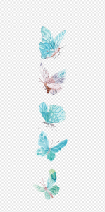 Blue and Purple Butterfly Icons in Watercolor Style