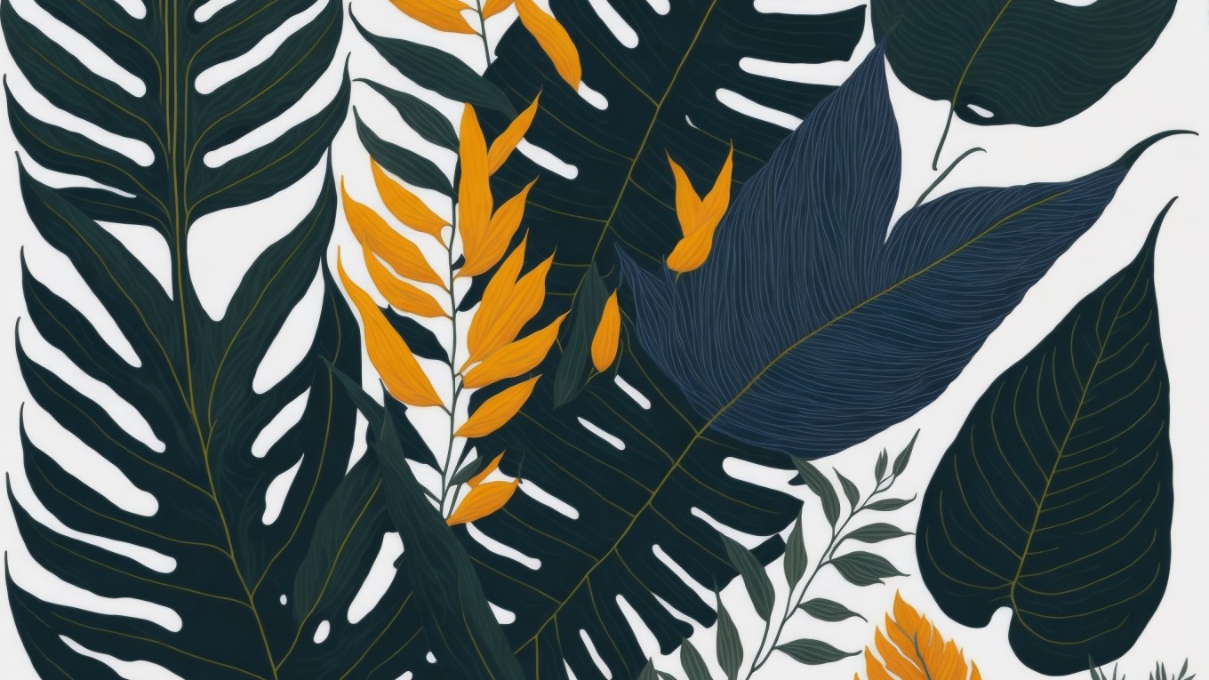 colorful tropical leaves PNG