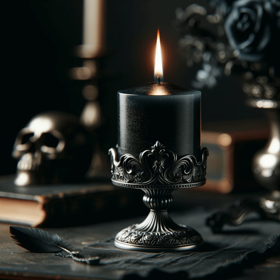 black flame candle PNG image