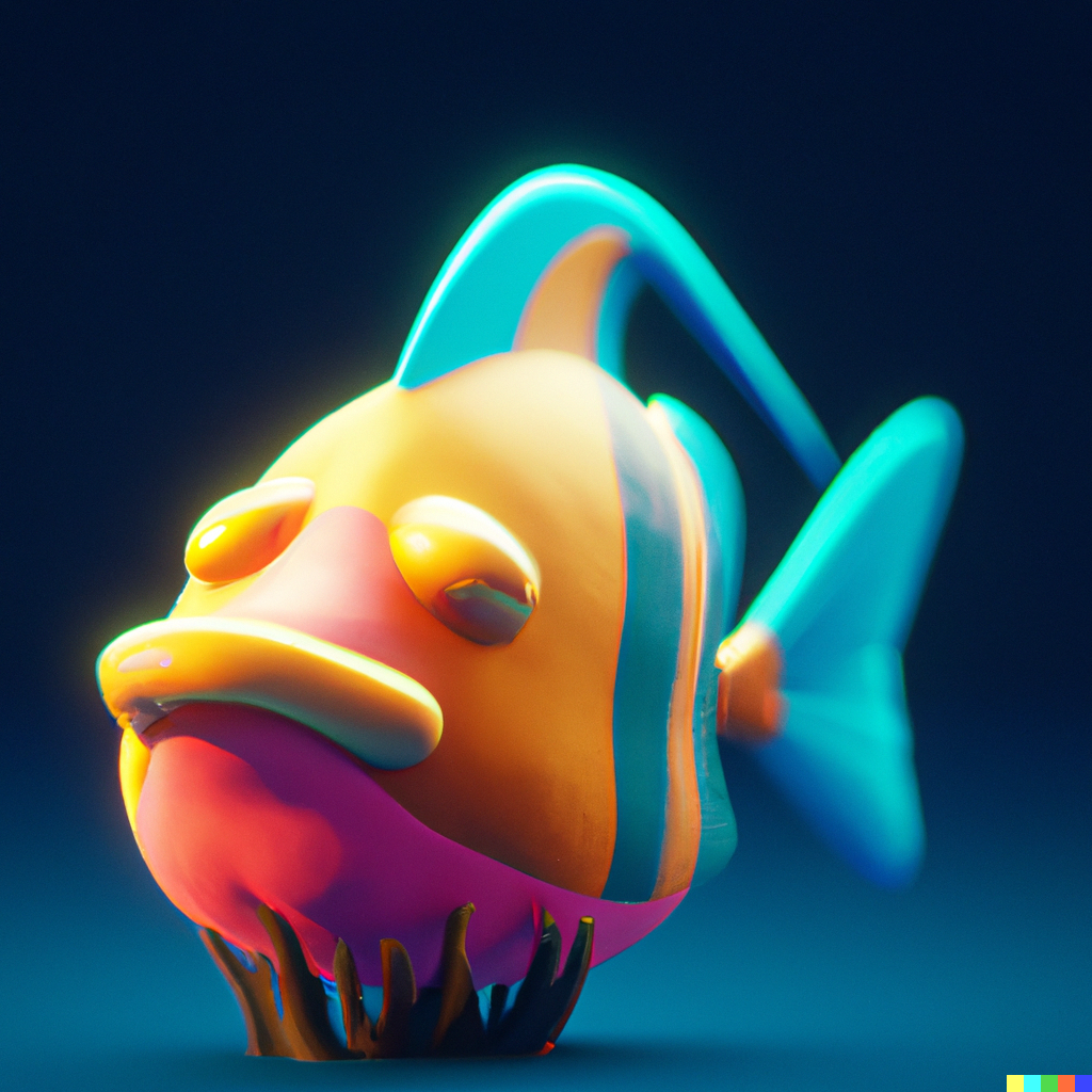 A 3D-Rendered Image of a Cute Tropical Fish in an Aquarium - Png Ving